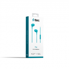 ttec Наушники Проводные с микрофоном Pop Внутриканальные Бирюзовый 2KMM13TZ