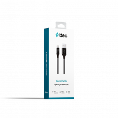 ttec Кабель USB-A - Lightning 120 см Alumi Быстрая зарядка Черный Оплетка 2DK16S