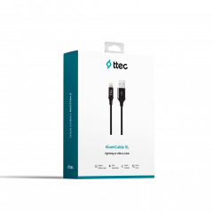 ttec Кабель USB-A - Lightning 200 см Alumi Быстрая зарядка Черный Оплетка 2DK19S
